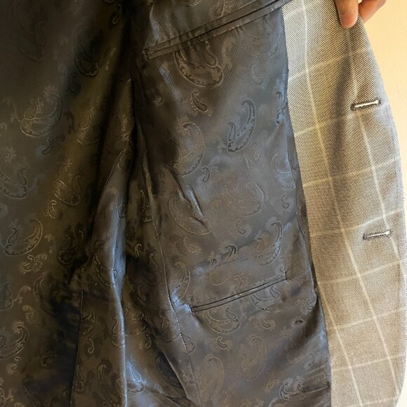 Arnold Brant Mens Sport Coat Gray Windowpane Lightweight Blazer 40S corporate - Picture 6 of 12